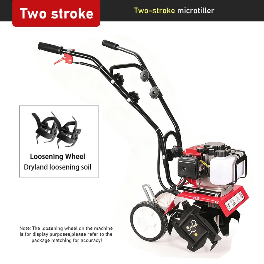 Heavy Duty 52CC Garden Tiller 1700W 6500-7000RPM Power Cultivator for Large Area Soil Tilling Farm Garden Cultivation Machine