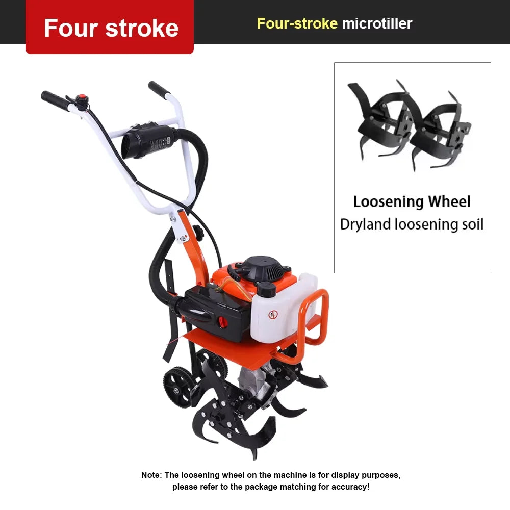 Heavy Duty 52CC Garden Tiller 1700W 6500-7000RPM Power Cultivator for Large Area Soil Tilling Farm Garden Cultivation Machine