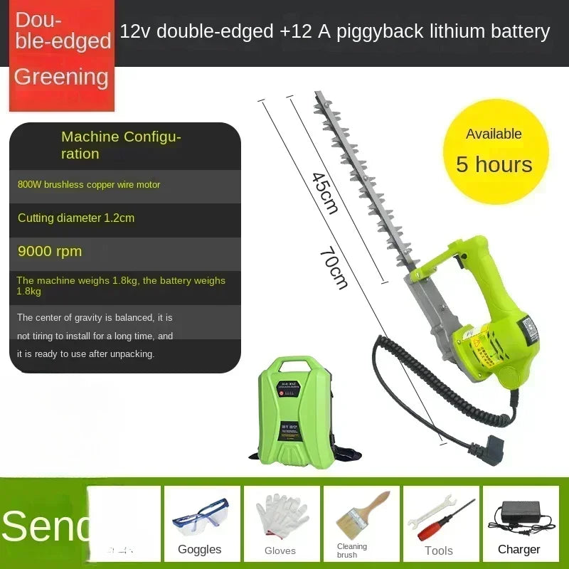 Compact Brushless Hedge Trimmer with Dual Blade and Arc-shaped Cutter for Precise Trimming and Shaping